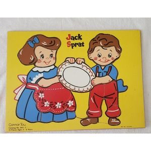 Vintage Wooden Puzzle Connor Toy #8411-3 Jack Sprat 10x12